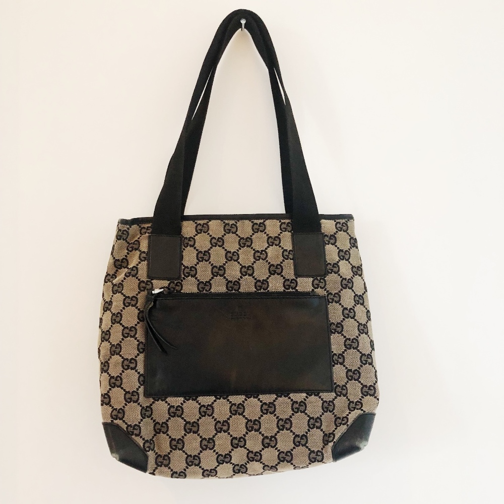 Gucci GG Monogram Handbag Messenger Black beige